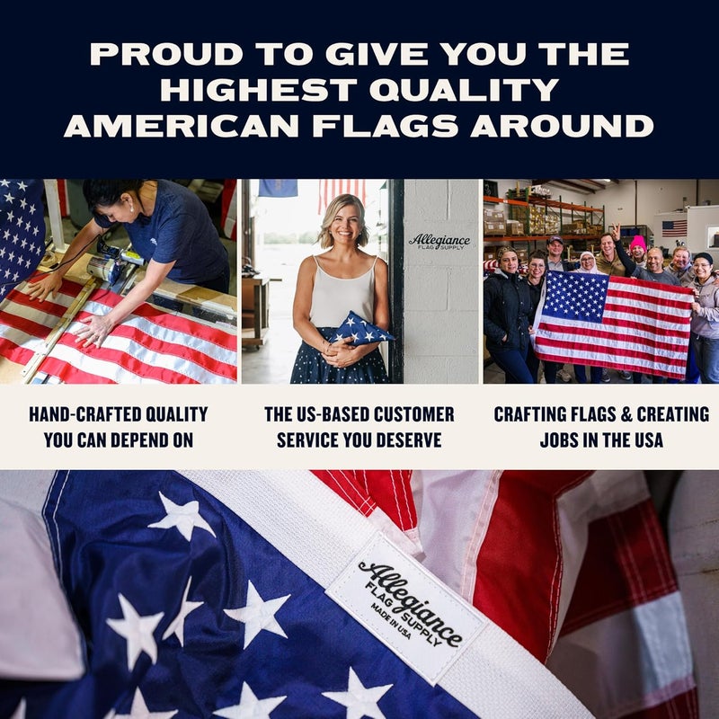 Allegiance Flag Supply علم أمريكي | قماش نايلون مصدره أمريكا، نجوم مطرزة، مخيط يدويًا | مصنوع بفخر في الولايات المتحدة الأمريكية (4' x 6') - Image 4